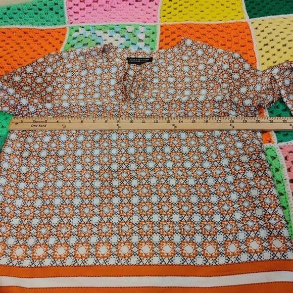 Jones New York Collection Peitite Size 8P Geometric Print Long Sleeve Blouse - Picture 3 of 10